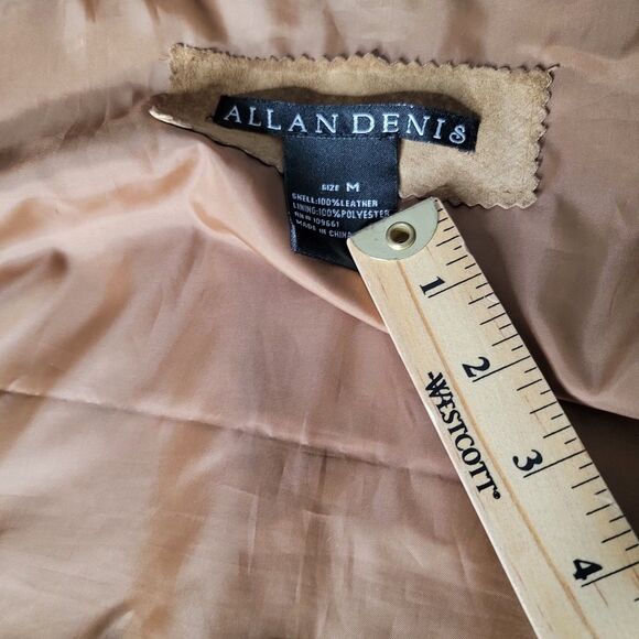 100% Suede Leather Tan M Motorcycle Style Jacket by Allan Denis - Picture 13 of 16